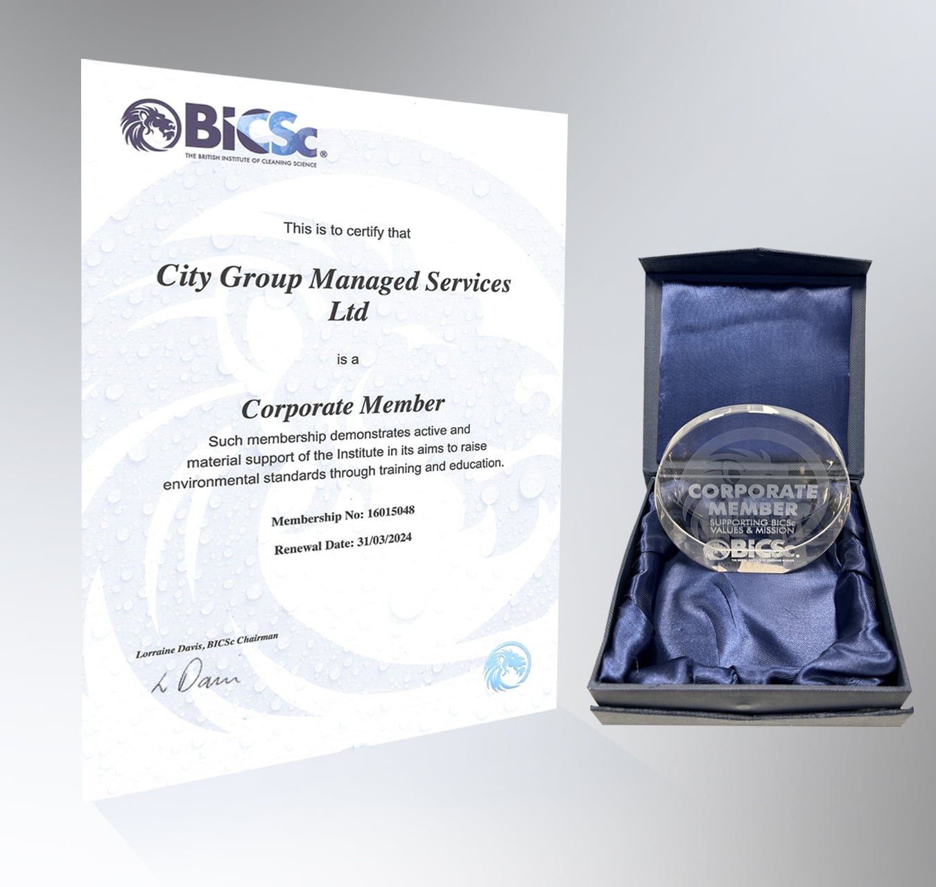CityGroup becomes a corporate member of The British Insititute of Cleaning Science.